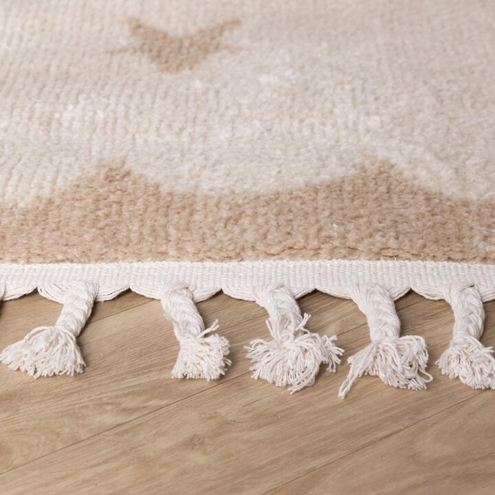 Waschbarer Kinderteppich - Moos Star Creme - 5
