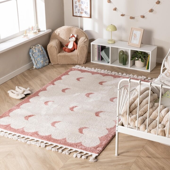 Waschbarer Kinderteppich - Moos Moon Rosa