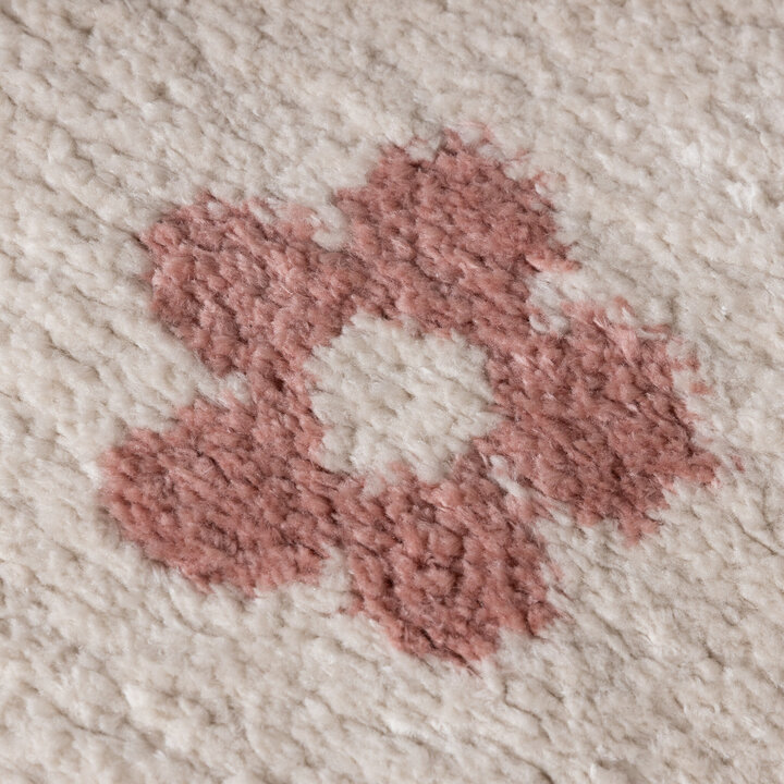 Waschbarer Kinderteppich Rund - Moos Flower Rosa - 3