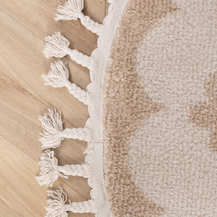 Waschbarer Kinderteppich Rund - Moos Flower Creme - 4