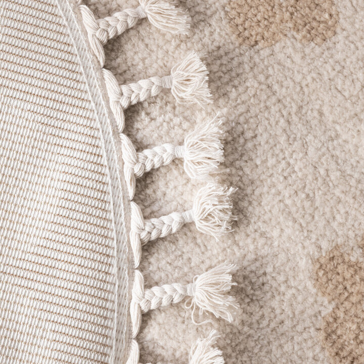 Waschbarer Kinderteppich Rund - Moos Flower Creme - 6