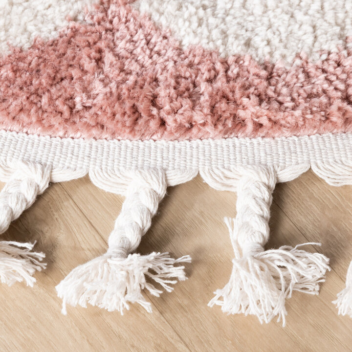 Waschbarer Kinderteppich Rund - Moos Star Rosa - 5