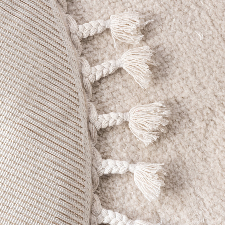 Waschbarer Kinderteppich Rund - Moos Star Creme - 6
