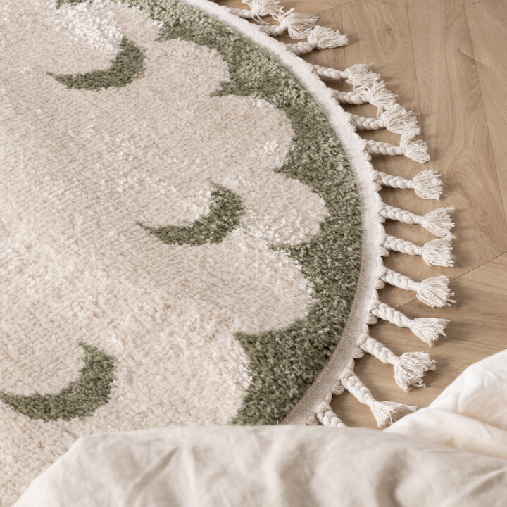 Waschbarer Kinderteppich Rund - Moos Moon Grün - 2