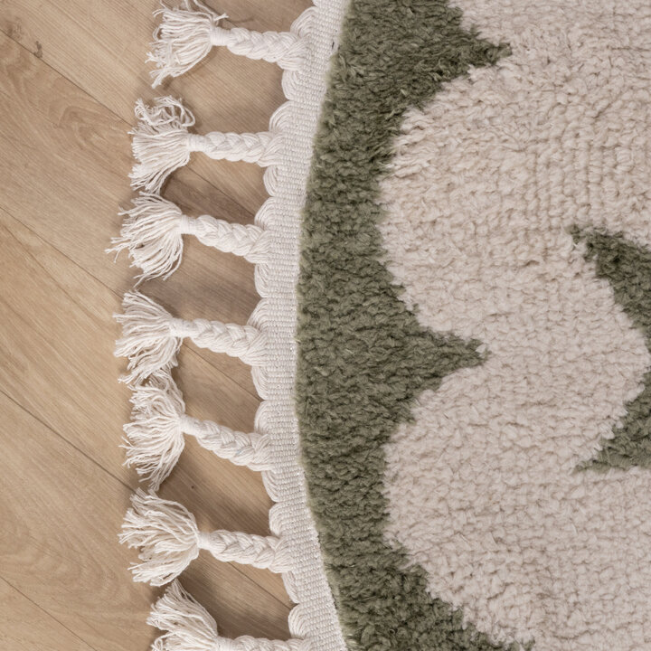 Waschbarer Kinderteppich Rund - Moos Moon Grün - 4