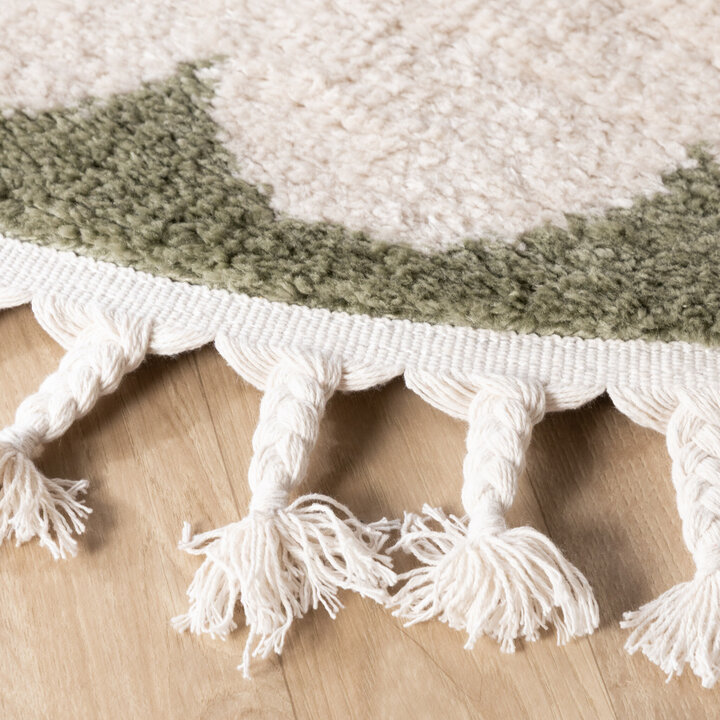 Waschbarer Kinderteppich Rund - Moos Moon Grün - 5