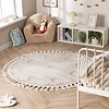 Waschbarer Kinderteppich Rund - Moos Moon Creme - thumbnail