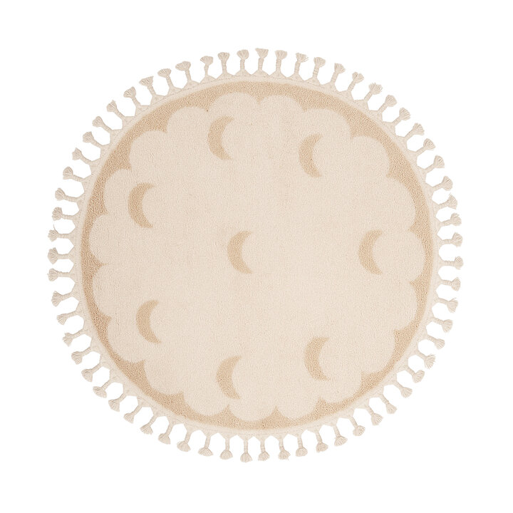 Waschbarer Kinderteppich Rund - Moos Moon Creme - 1