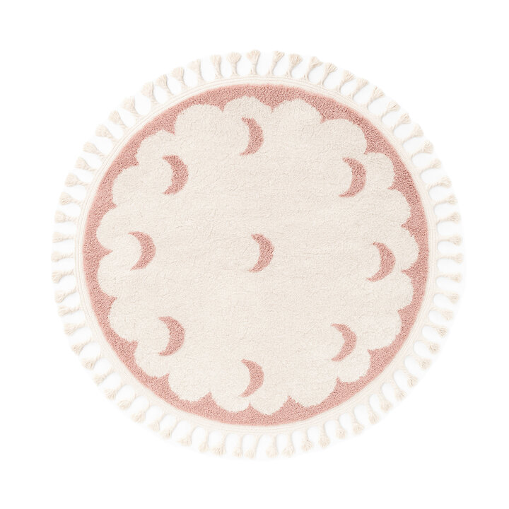 Waschbarer Kinderteppich Rund - Moos Moon Rosa - 1