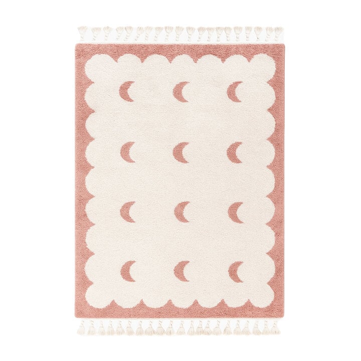 Waschbarer Kinderteppich - Moos Moon Rosa - 1