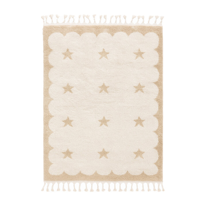 Waschbarer Kinderteppich - Moos Star Creme - 1