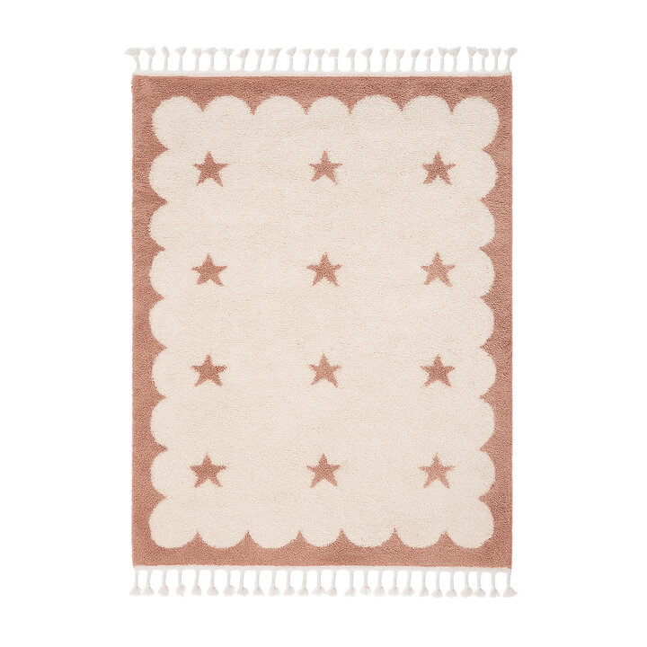 Waschbarer Kinderteppich - Moos Star Rosa - 1
