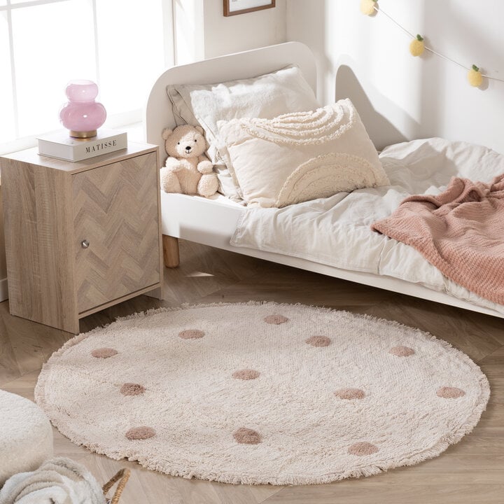 Teppich Kinderzimmer Rund - Lou Dots Taupe