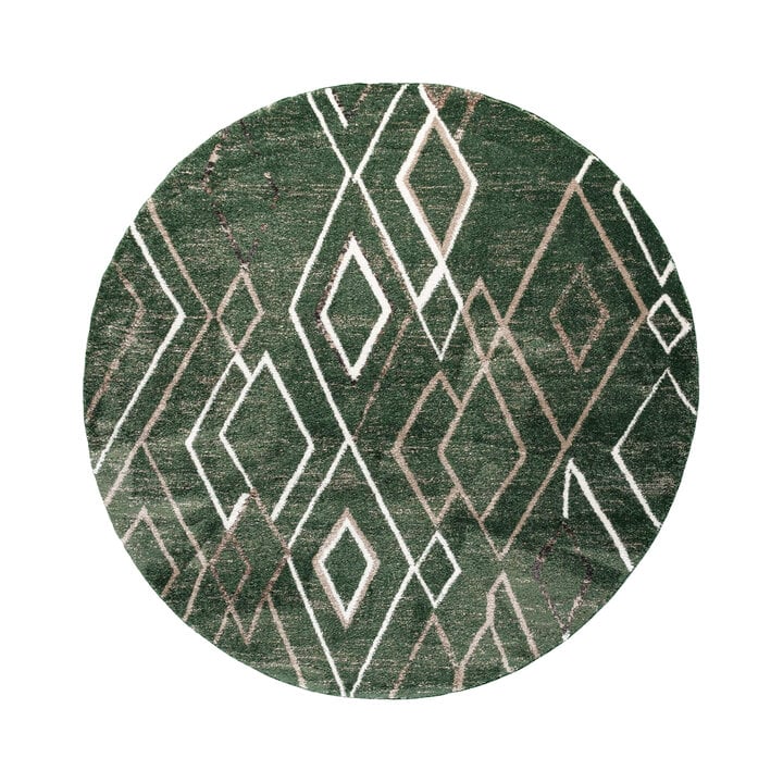 Berberteppich Rund - Blend Diamond Grün - 1