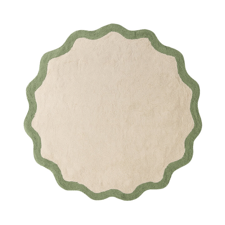 Waschbarer Teppich Rund - Hazy Grün Creme - 1