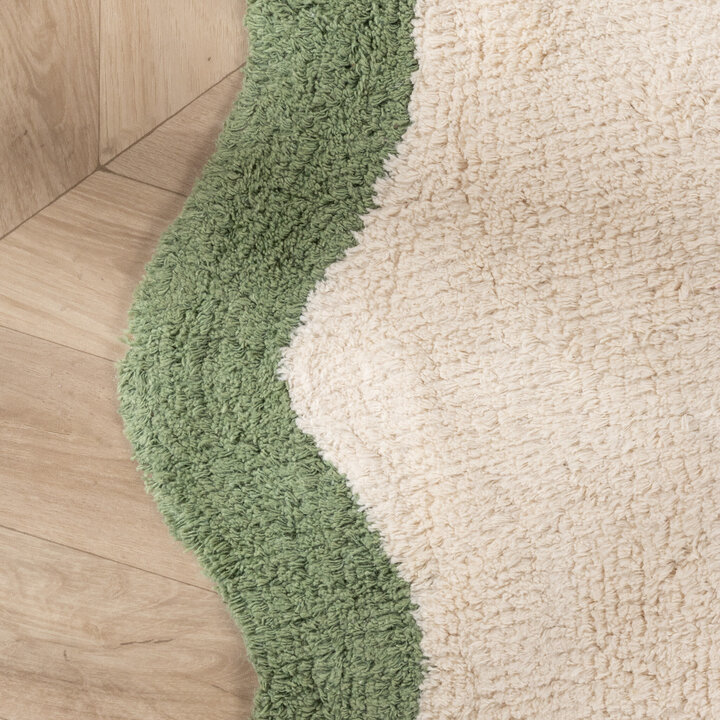 Waschbarer Teppich Rund - Hazy Grün Creme - 4