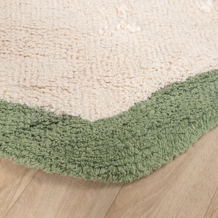 Waschbarer Teppich Rund - Hazy Grün Creme - 5