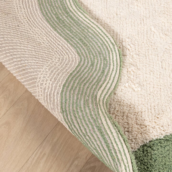 Waschbarer Teppich Rund - Hazy Grün Creme - 6