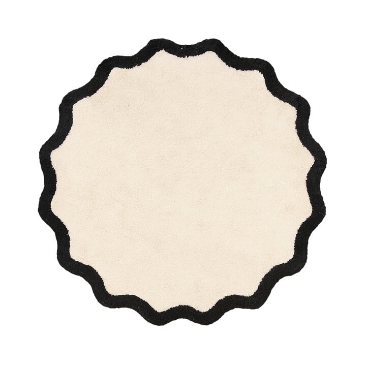 Waschbarer Teppich Rund - Hazy Schwarz Creme - 1