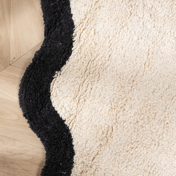 Waschbarer Teppich Rund - Hazy Schwarz Creme - 4