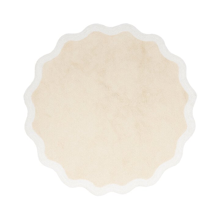Waschbarer Teppich Rund - Hazy Weiß Creme - 1