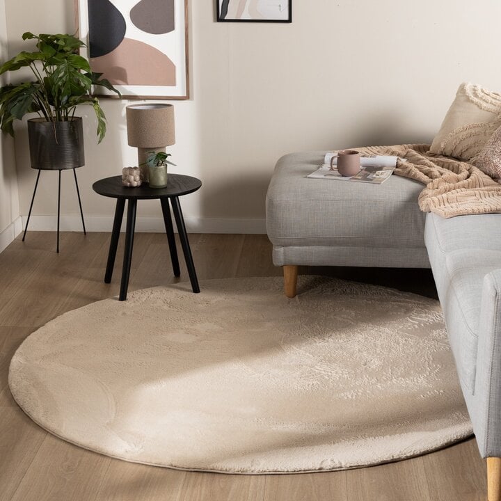 Flauschiger Teppich Rund - Cozy Beige
