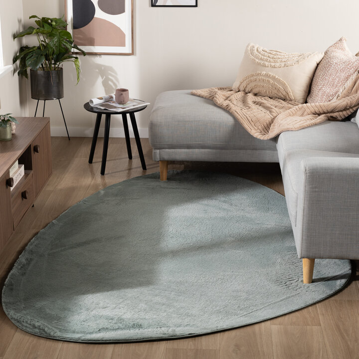 Flauschiger Teppich - Cozy Pebble Grün