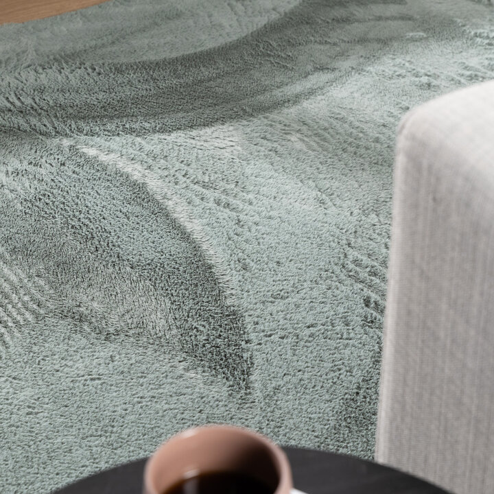Flauschiger Teppich - Cozy Pebble Grün - 1