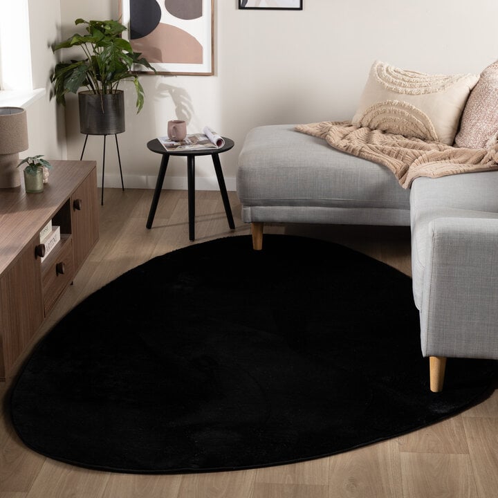 Flauschiger Teppich - Cozy Pebble Schwarz