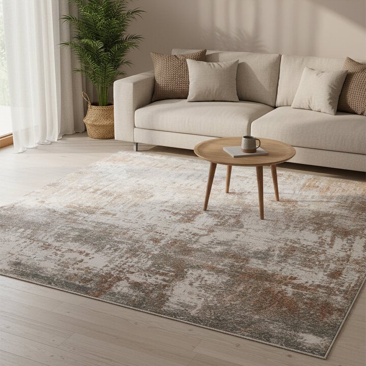 Waschbarer Teppich Abstrakt - Misha Grunge Creme Braun