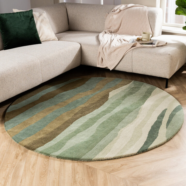Wollteppich Rund - Liora Grün
