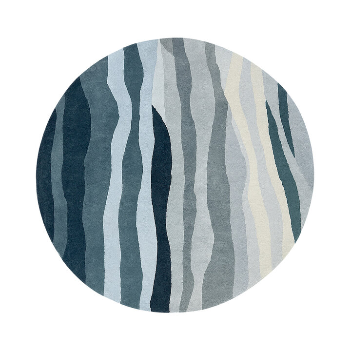 Wollteppich Rund - Liora Blau - 1