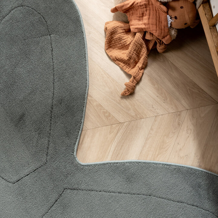 Kinderteppich Waschbar - Coco Schmetterling Dunkelgrün - 1