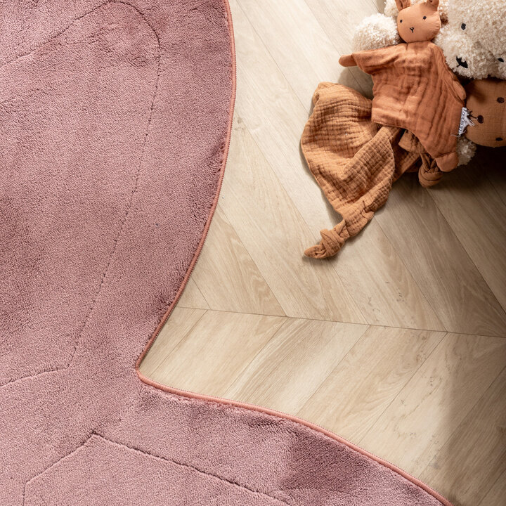 Kinderteppich Waschbar - Coco Schmetterling Dunkelrosa - 1