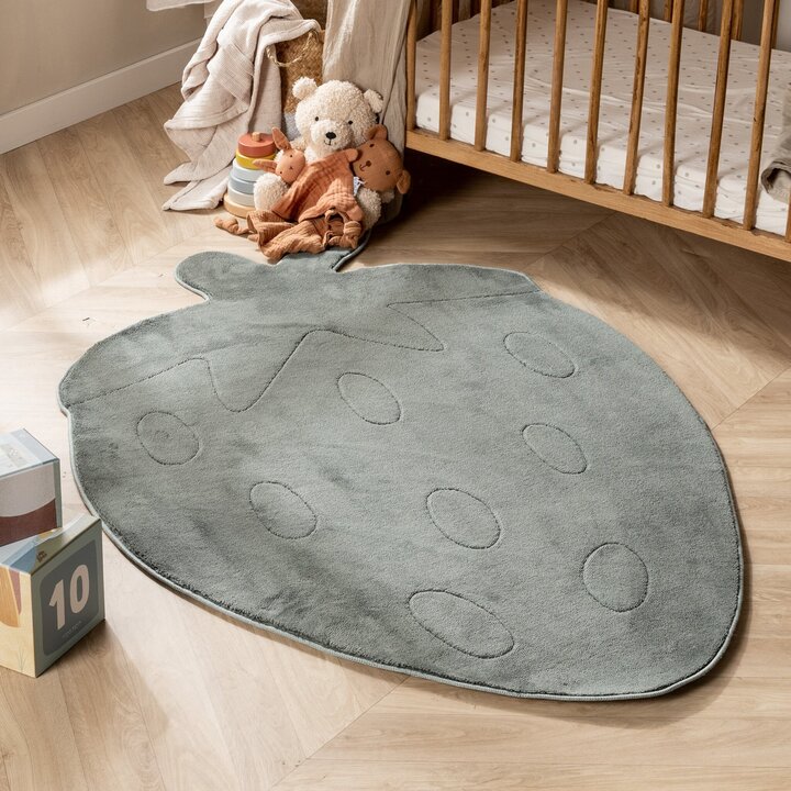 Kinderteppich Waschbar - Coco Erdbeere Dunkelgrün