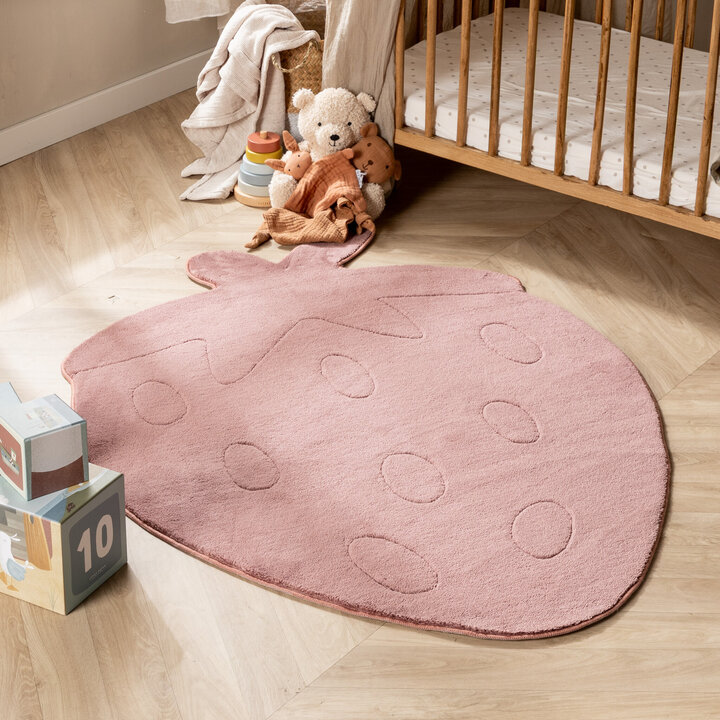 Kinderteppich Waschbar - Coco Erdbeere Dunkelrosa