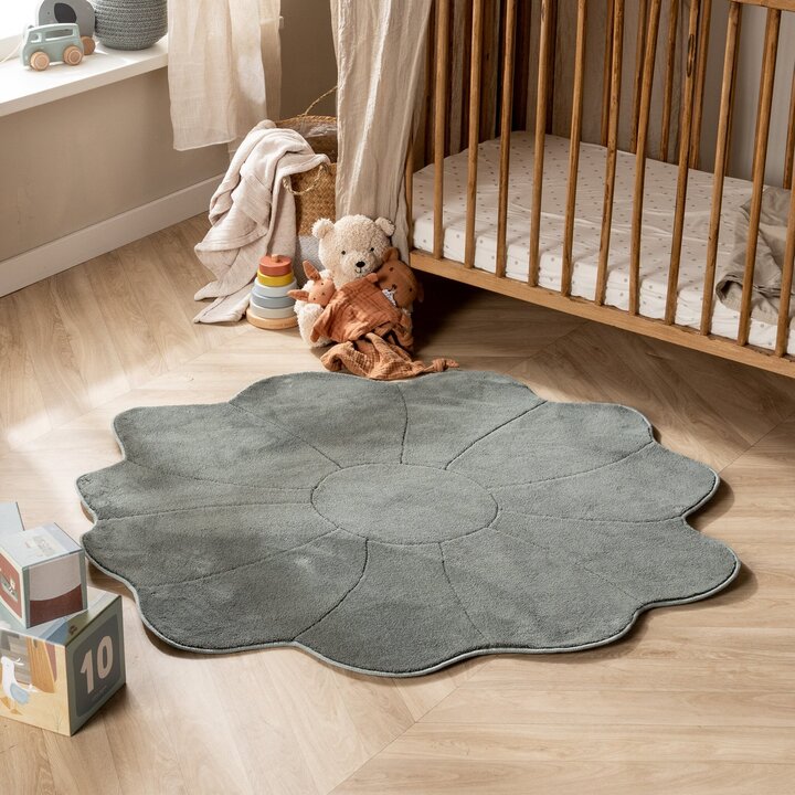 Kinderteppich Waschbar - Coco Blume Dunkelgrün