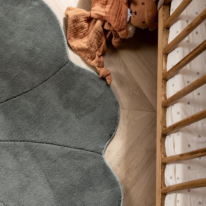 Kinderteppich Waschbar - Coco Blume Dunkelgrün - 1