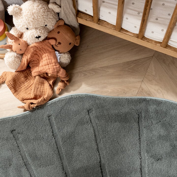 Kinderteppich Waschbar - Coco Muschel Dunkelgrün - 1