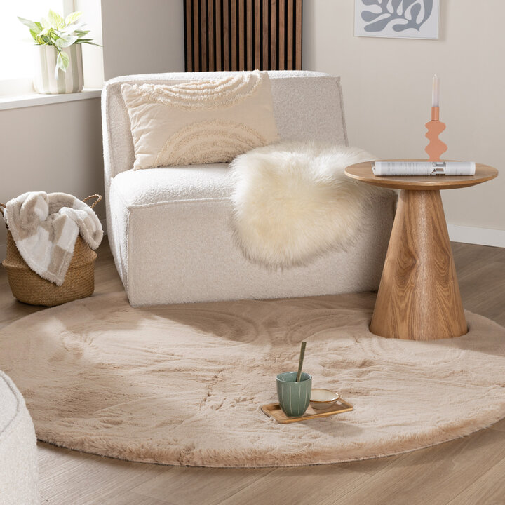 Hochflor Teppich Rund - Comfy Supreme Beige