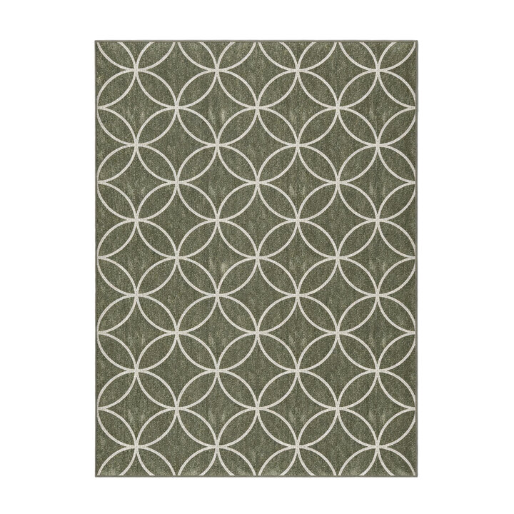 Geometrischer Outdoor Teppich - Faro Ripple Grün  Weiß - 1