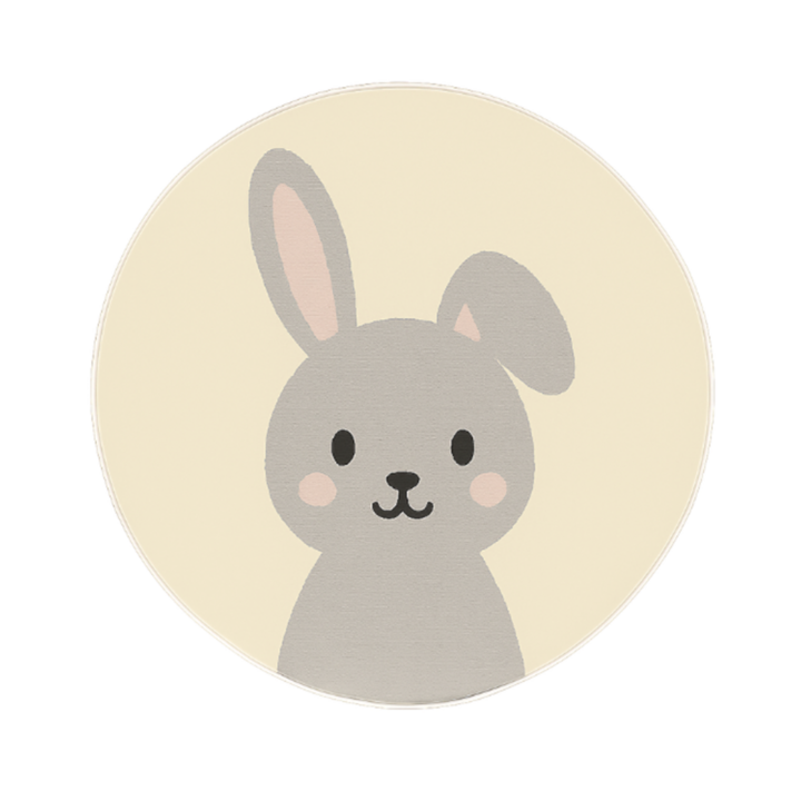 Waschbarer Spielteppich Rund - Sammy Rabbit Grau - 1