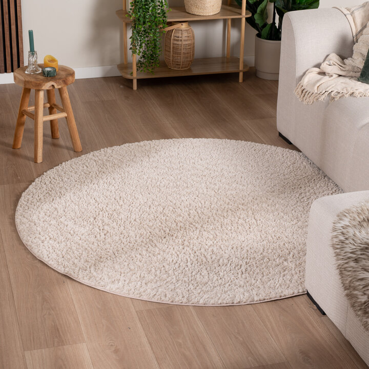 Flauschiger Teppich Rund - Bobby Creme