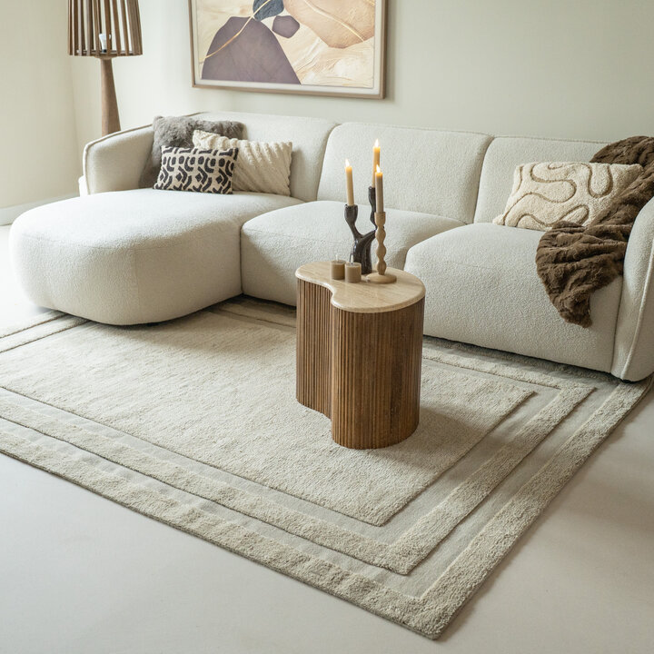 Wollteppich - Judith Border Beigegrau