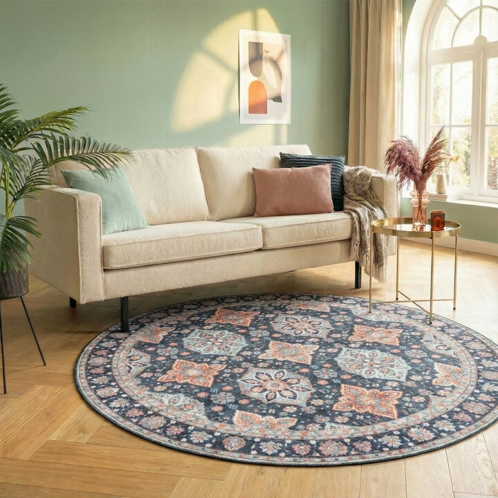 Teppich Vintage Rund - Imagine Oriental Blau