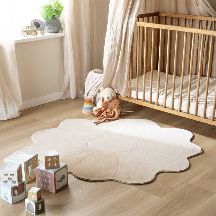 Kinderteppich Rund - Coco Blume Beige