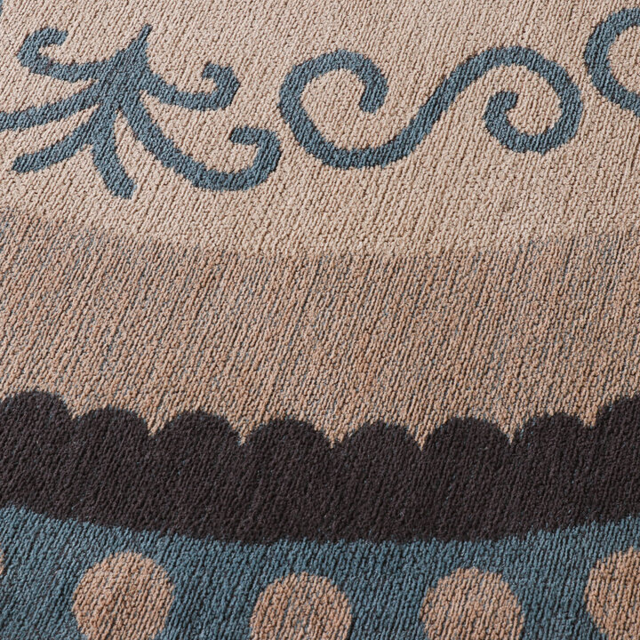 Baumwollteppich Rund - Nola Border Blau - 3