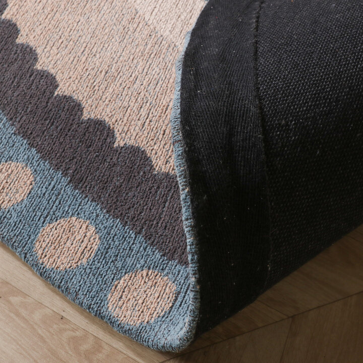 Baumwollteppich Rund - Nola Border Blau - 6