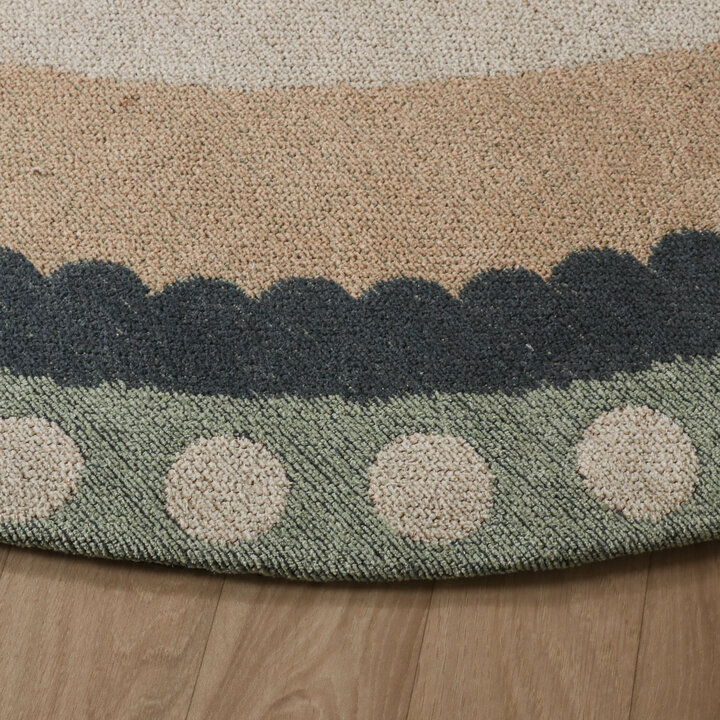 Baumwollteppich Rund - Nola Border Grün - 5