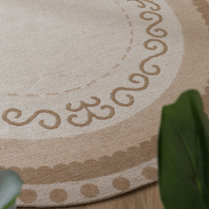 Baumwollteppich Rund - Nola Border Creme - 2